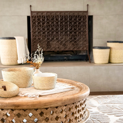 Cardiff Straw Storage Basket-Medium - Leah - Woven